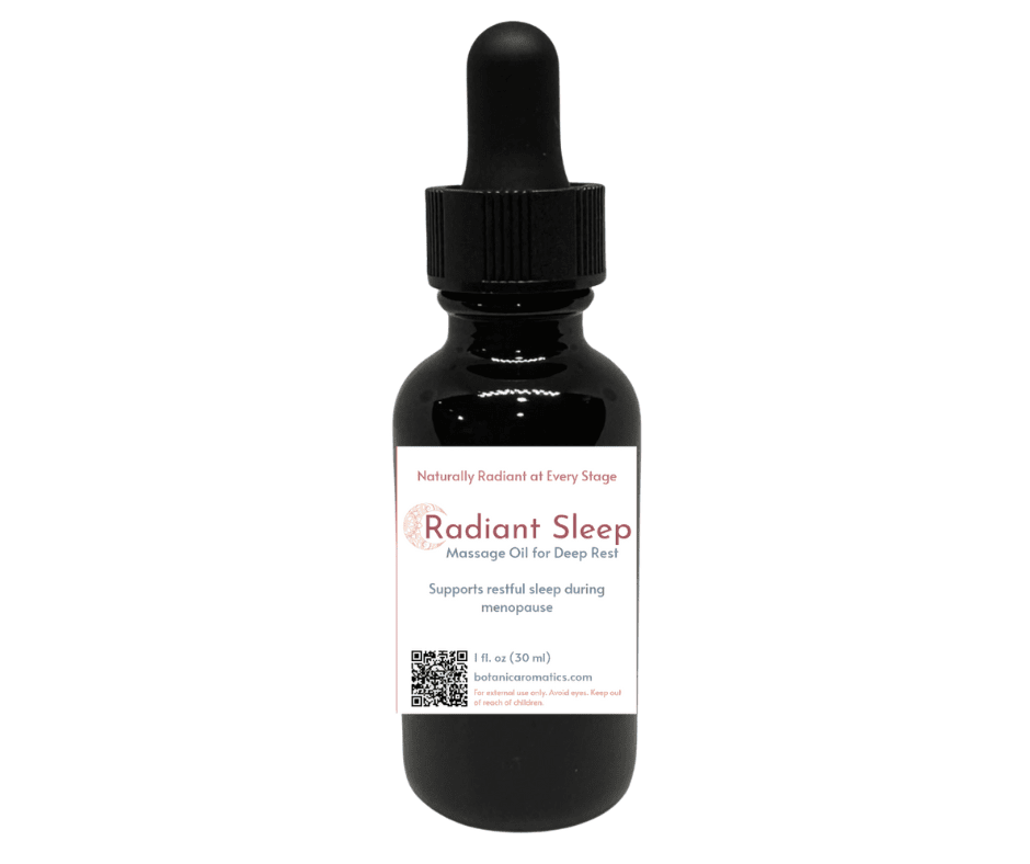 Botanic Aromatics Radiant Sleep oil in black dropper bottle with rose label