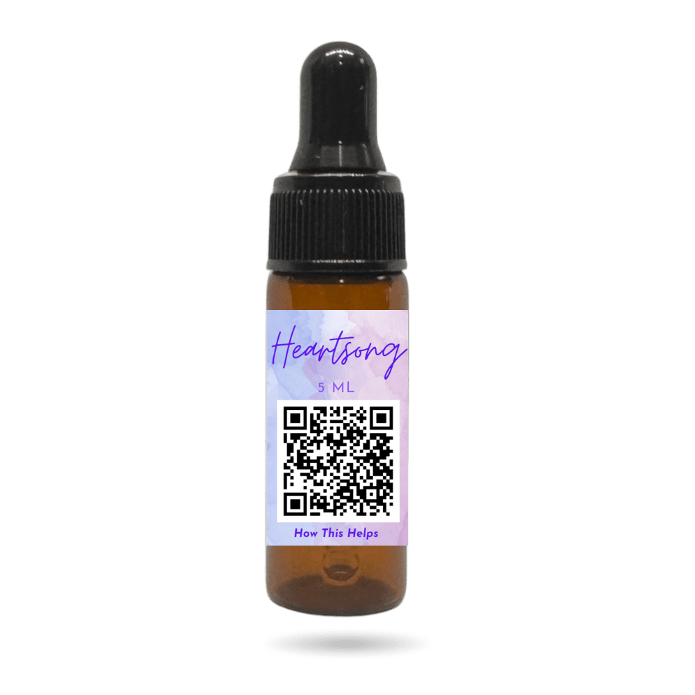 Heartsong diffusion oil by Botanic Aromatics, crafted for aromatic diffusion with palmarosa, rose geranium, lavender, and sweet orange to create a calming, uplifting atmosphere.