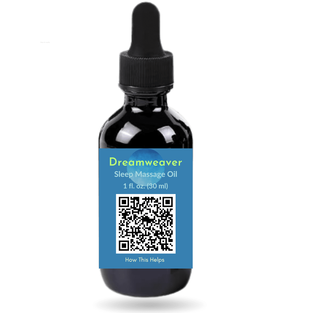 Dreamweaver Sleep Massage Oil by Botanic Aromatics, a botanical foot and body massage oil designed to support relaxation and bedtime routines.