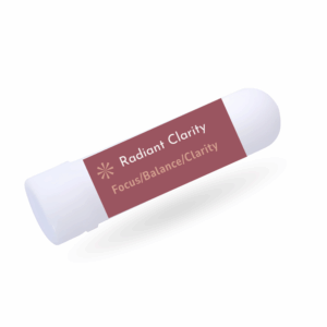 Radiant Clarity personal aromatherapy inhaler by Botanic Aromatics, created to support focus, balance, and calm alertness.