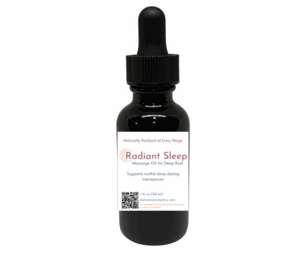 Botanic Aromatics Radiant Sleep oil in black dropper bottle with rose label