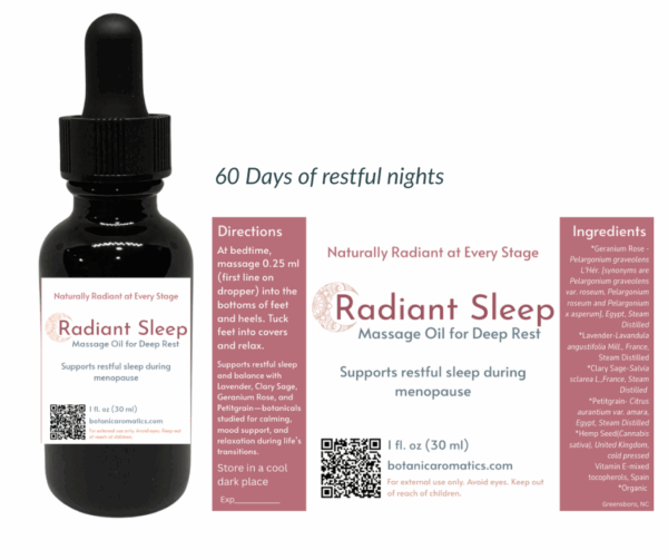 Natural essential oil blend for restful sleep during menopause