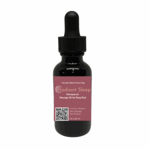 Radiant Sleep massage oil by Botanic Aromatics, created to support restful sleep during menopause and midlife transitions.