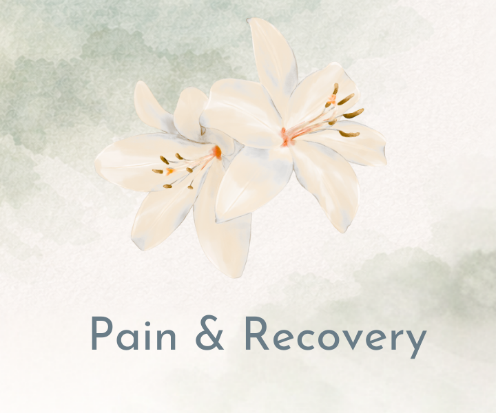 Watercolor background with botanical icon representing physical recovery and joint support